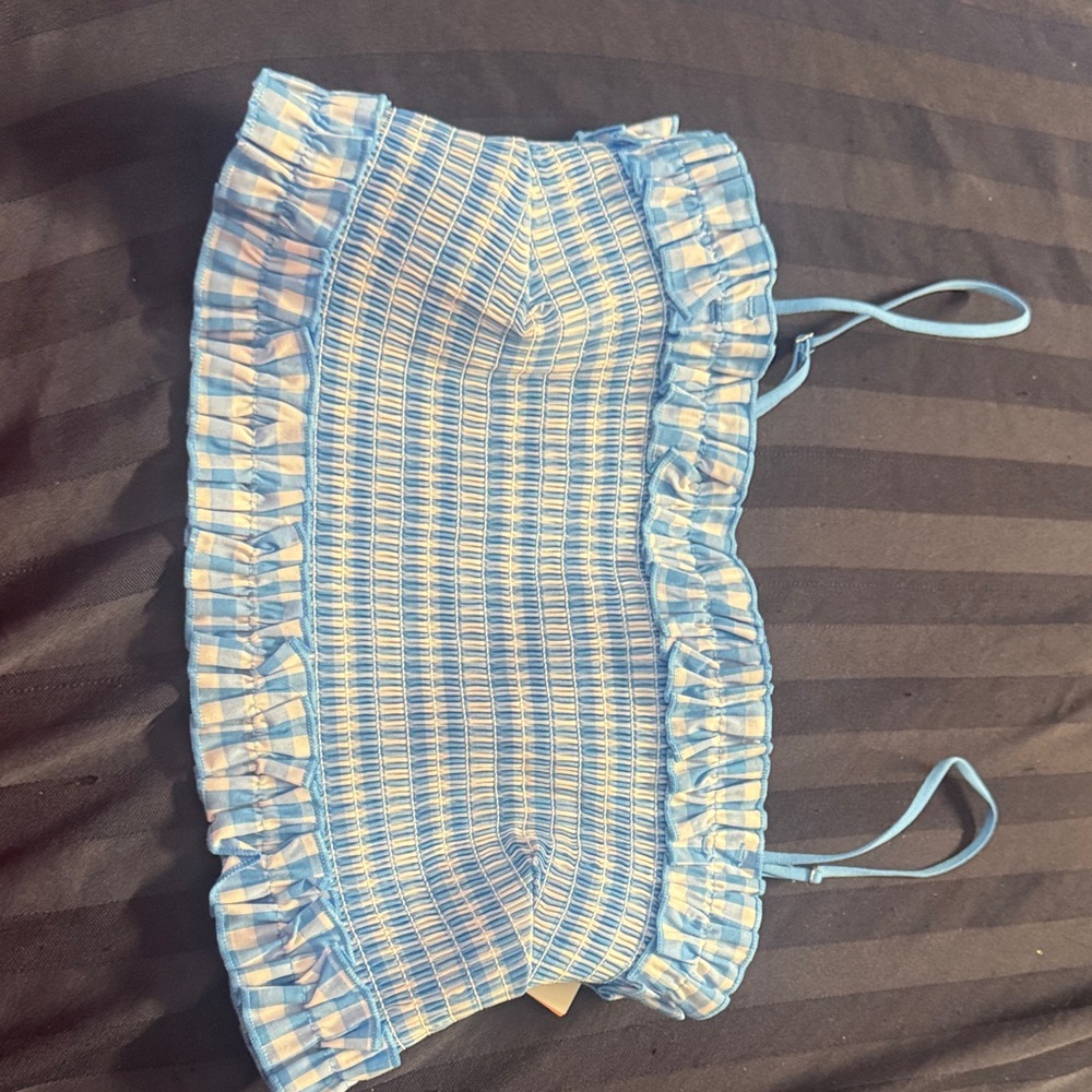 Cider Blue and White Checkered Kids Skirt